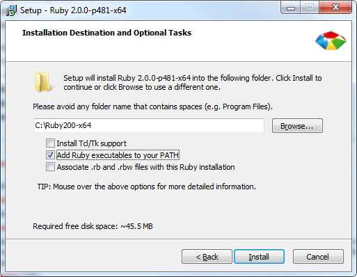"Ruby install windows"